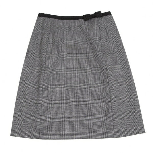 PRADA Waist Ribbon Glen Check Skirt Gray Size 38
