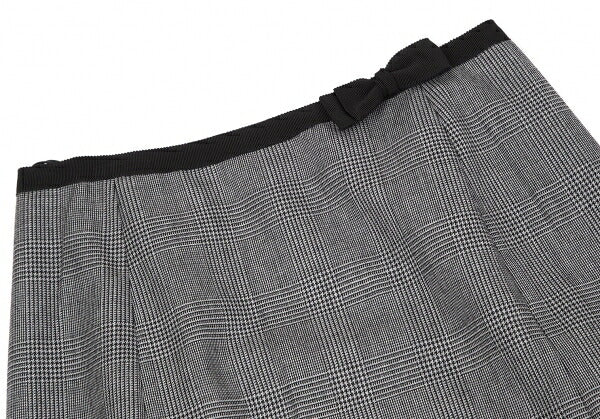 PRADA Waist Ribbon Glen Check Skirt Gray Size 38