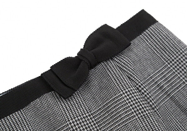 PRADA Waist Ribbon Glen Check Skirt Gray Size 38