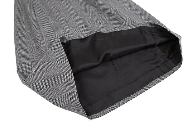 PRADA Waist Ribbon Glen Check Skirt Gray Size 38