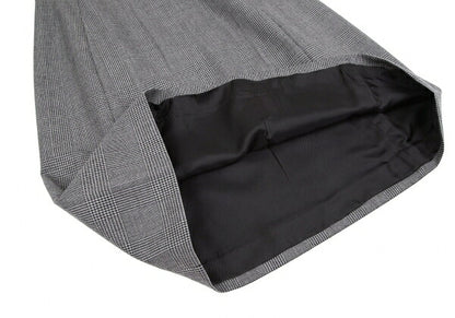 PRADA Waist Ribbon Glen Check Skirt Gray Size 38