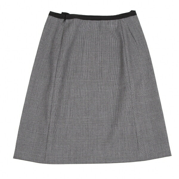 PRADA Waist Ribbon Glen Check Skirt Gray Size 38