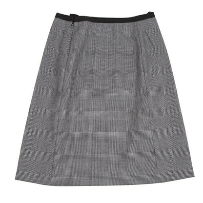 PRADA Waist Ribbon Glen Check Skirt Gray Size 38
