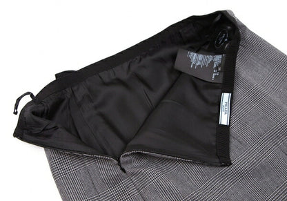 PRADA Waist Ribbon Glen Check Skirt Gray Size 38