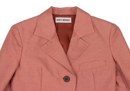 ISSEY MIYAKE Cotton Blend Grosgrain 2B Jacket Red Size M