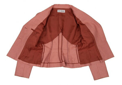 ISSEY MIYAKE Cotton Blend Grosgrain 2B Jacket Red Size M