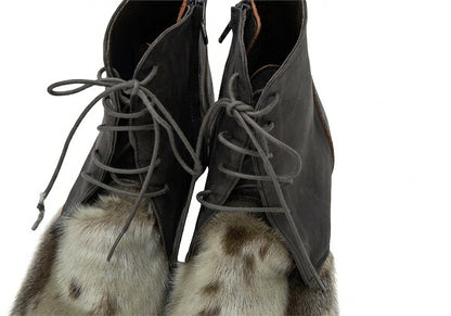 ISSEY MIYAKE HaaT Haircalf Leather Boots Brown Size 23CM