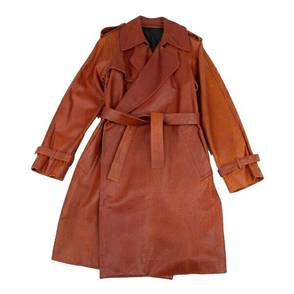 Jean Paul GAULTIER HOMME Cracked Leather Trench Coat Size 48