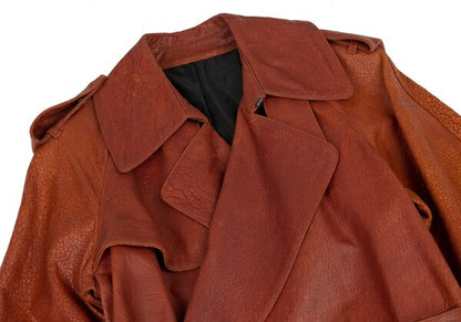 Jean Paul GAULTIER HOMME Cracked Leather Trench Coat Size 48