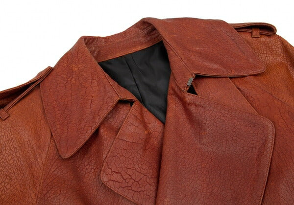 Jean Paul GAULTIER HOMME Cracked Leather Trench Coat Size 48
