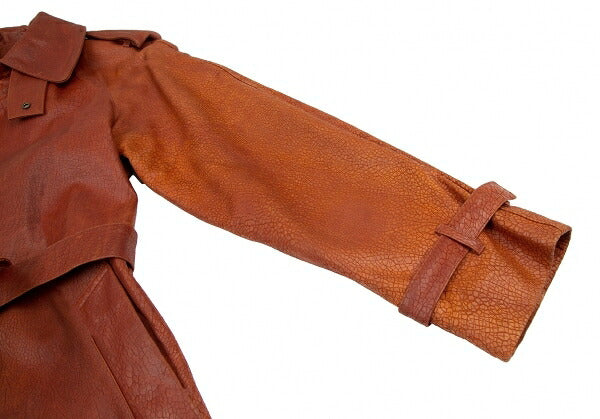 Jean Paul GAULTIER HOMME Cracked Leather Trench Coat Size 48