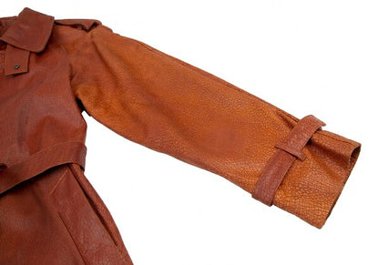 Jean Paul GAULTIER HOMME Cracked Leather Trench Coat Size 48