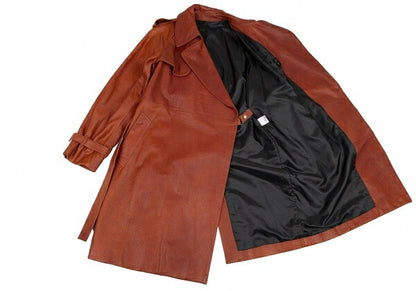 Jean Paul GAULTIER HOMME Cracked Leather Trench Coat Size 48