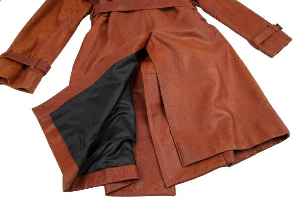 Jean Paul GAULTIER HOMME Cracked Leather Trench Coat Size 48