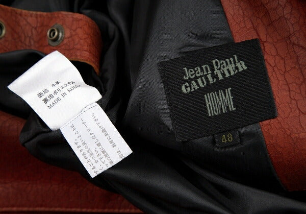 Jean Paul GAULTIER HOMME Cracked Leather Trench Coat Size 48