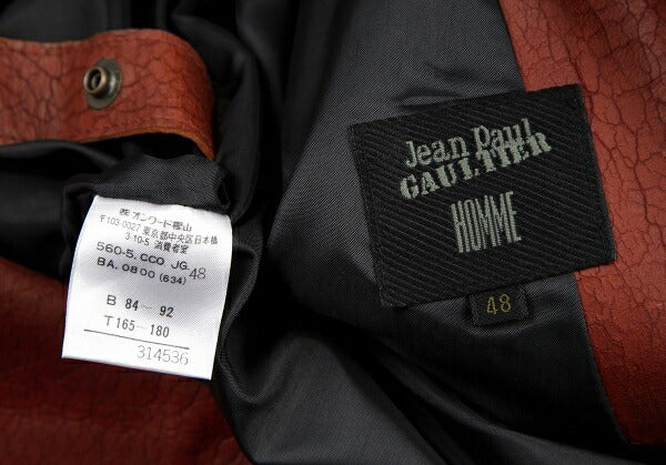 Jean Paul GAULTIER HOMME Cracked Leather Trench Coat Size 48