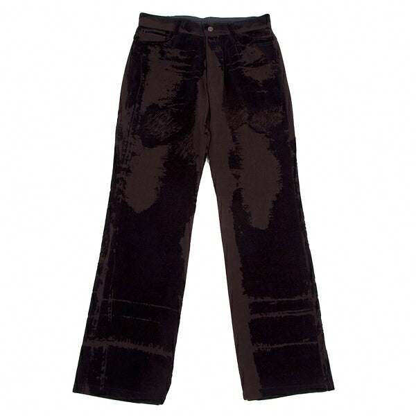 Jean Paul GAULTIER HOMME Graphic Flocked Pants Brown Size 46