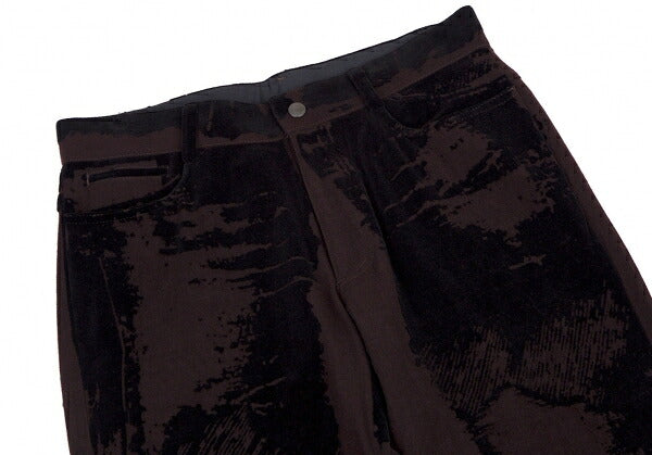 Jean Paul GAULTIER HOMME Graphic Flocked Pants Brown Size 46