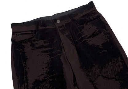 Jean Paul GAULTIER HOMME Graphic Flocked Pants Brown Size 46