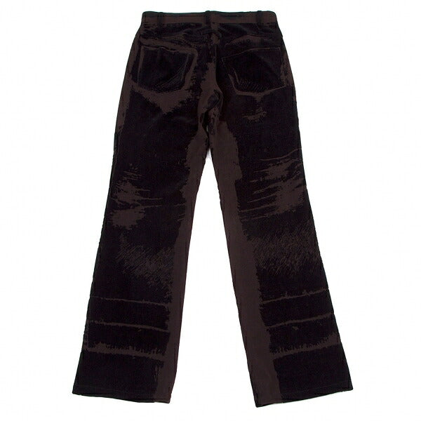 Jean Paul GAULTIER HOMME Graphic Flocked Pants Brown Size 46