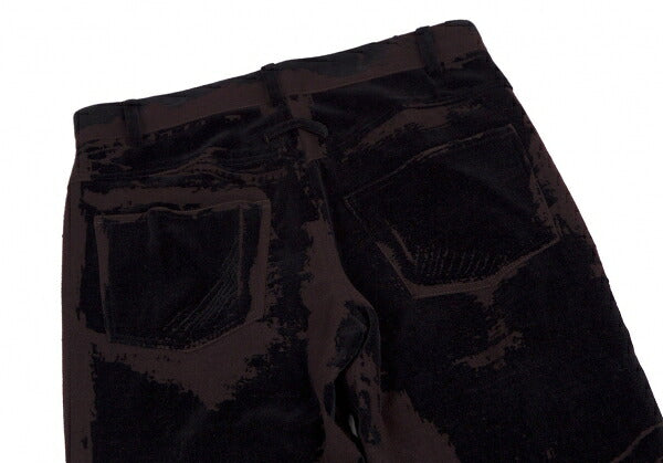 Jean Paul GAULTIER HOMME Graphic Flocked Pants Brown Size 46