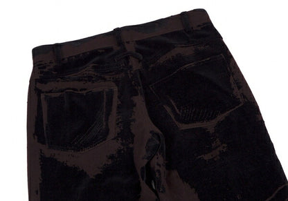 Jean Paul GAULTIER HOMME Graphic Flocked Pants Brown Size 46