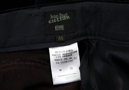 Jean Paul GAULTIER HOMME Graphic Flocked Pants Brown Size 46