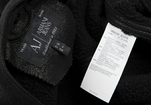 ARMANI JEANS Boa Lined Zip Blouson Black Size 38
