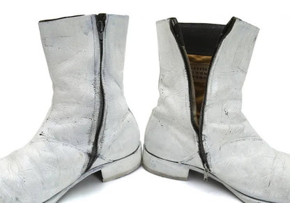 Maison Martin Margiela Square Toe Boots White Size 28cm