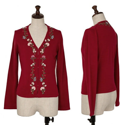 KEITA MARUYAMA Floral Embroidered Knit Cardigan Red Size 1