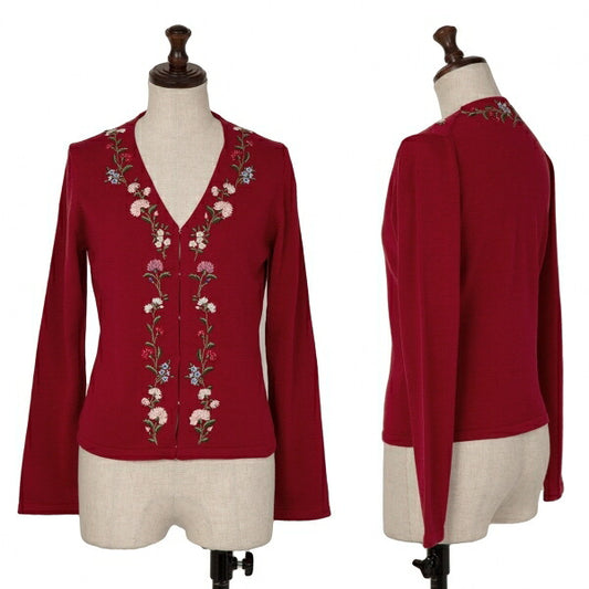 KEITA MARUYAMA Floral Embroidered Knit Cardigan Red Size 1