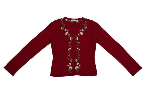 KEITA MARUYAMA Floral Embroidered Knit Cardigan Red Size 1