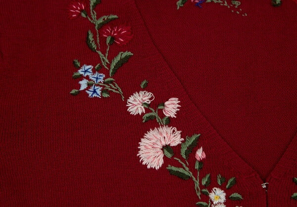 KEITA MARUYAMA Floral Embroidered Knit Cardigan Red Size 1