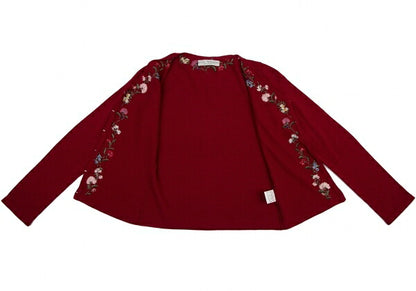 KEITA MARUYAMA Floral Embroidered Knit Cardigan Red Size 1