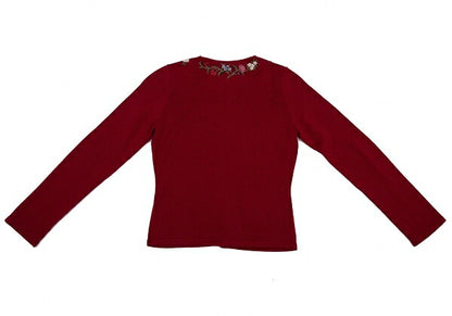 KEITA MARUYAMA Floral Embroidered Knit Cardigan Red Size 1