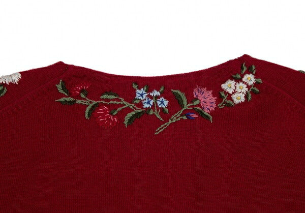 KEITA MARUYAMA Floral Embroidered Knit Cardigan Red Size 1