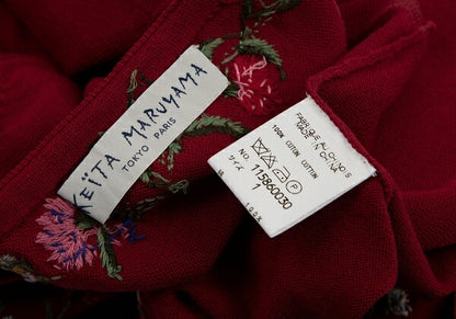 KEITA MARUYAMA Floral Embroidered Knit Cardigan Red Size 1