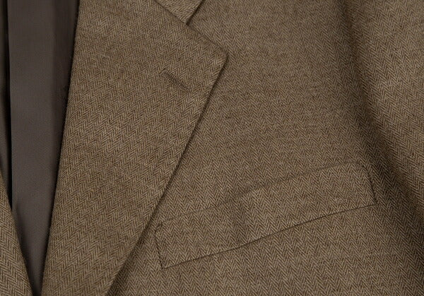 Papas Cashmere Blend Wool Herringbone Jacket Mocha Size 48M