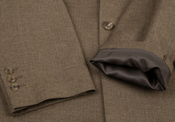 Papas Cashmere Blend Wool Herringbone Jacket Mocha Size 48M