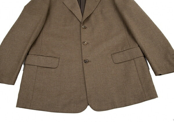 Papas Cashmere Blend Wool Herringbone Jacket Mocha Size 48M