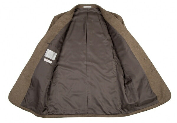 Papas Cashmere Blend Wool Herringbone Jacket Mocha Size 48M