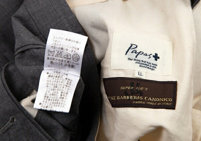 Papas Italian Wool Tapered Pants Gray Size LL