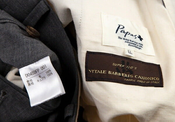 Papas Italian Wool Tapered Pants Gray Size LL