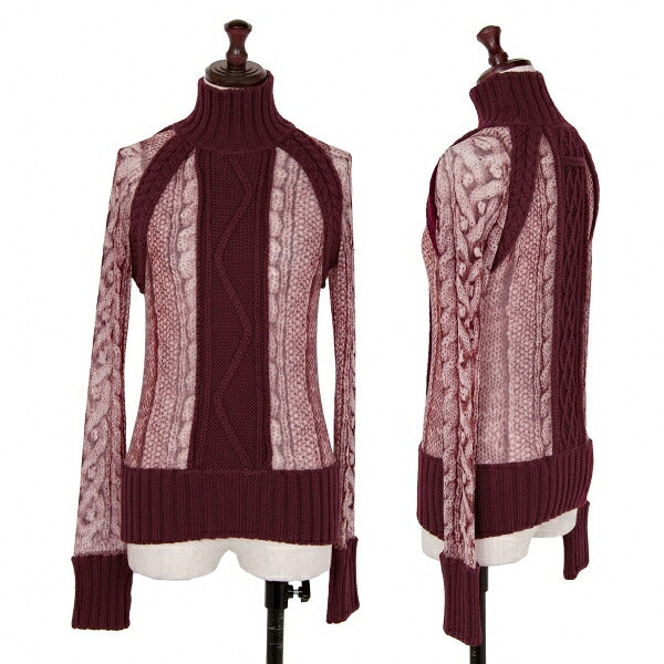 Jean Paul GAULTIER MAILLE FEMME Knit Top Bordeaux Size S