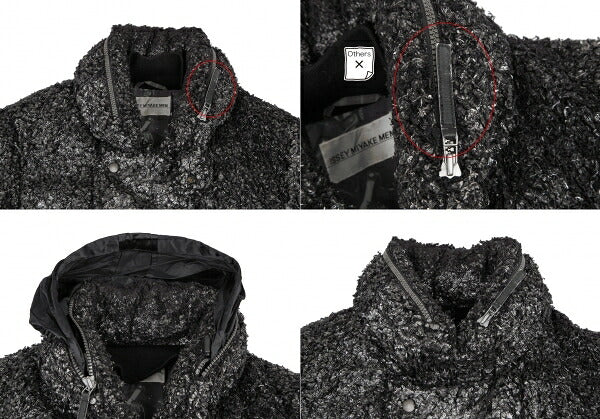 ISSEY MIYAKEMEN Foil Print Faux Fur Half Coat Black Size M
