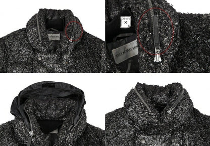 ISSEY MIYAKEMEN Foil Print Faux Fur Half Coat Black Size M