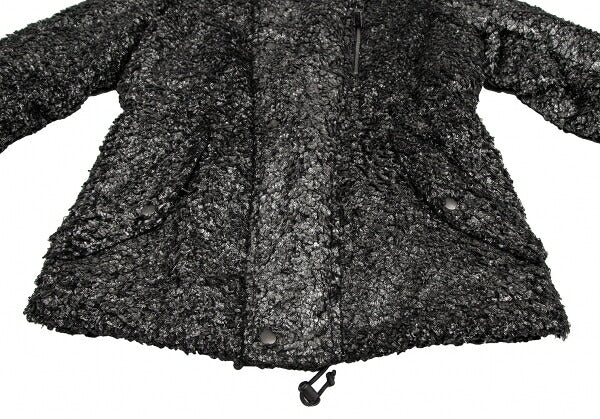 ISSEY MIYAKEMEN Foil Print Faux Fur Half Coat Black Size M