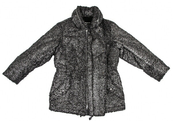 ISSEY MIYAKEMEN Foil Print Faux Fur Half Coat Black Size M