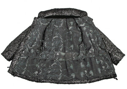 ISSEY MIYAKEMEN Foil Print Faux Fur Half Coat Black Size M