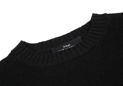 COMME des GARCONS Wool Nylon Hem Knit Sweater Black Size M
